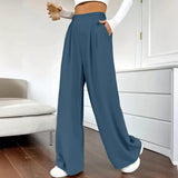 Popular Office Elegant High Waist Wide Leg Straight Casual Pants